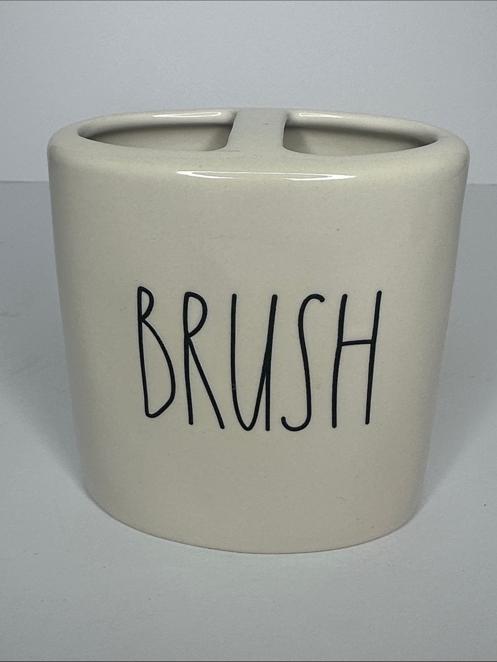 Rae Dunn BRUSH Toothbrush Holder - Cream and Black